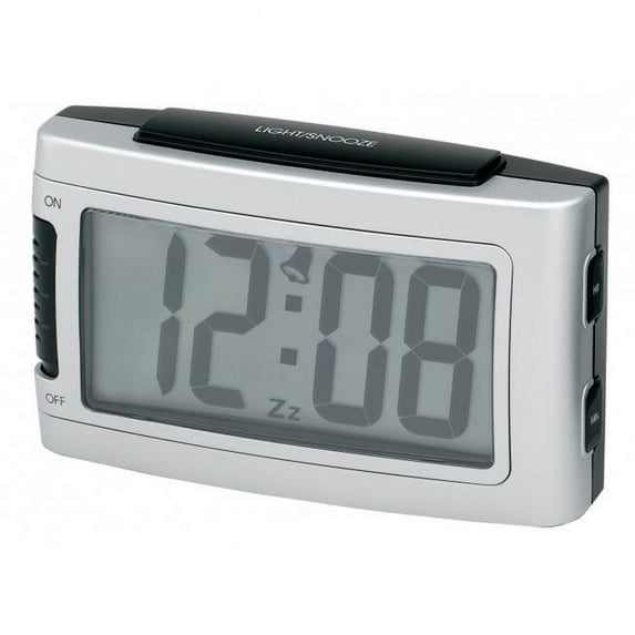 Battery Alarm Clock With Snooze - Silver