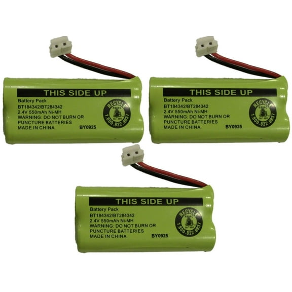 Battery BT184342 / BT284342 for AT&T Vtech GE RCA and Clarity Phones 2.4V 550mAh Ni-MH (3-Pack)