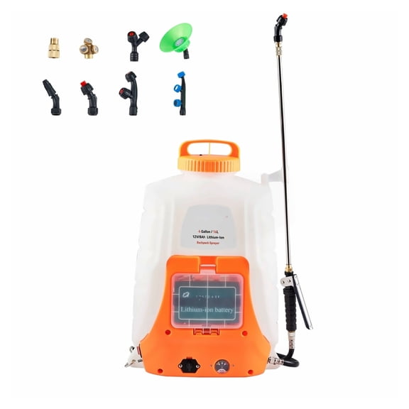 Battery Backpack Sprayer, 4 Gallon, 0-90 PSI Electric, 8 Nozzles & Wands, 12V 8Ah, Adjustable Pressure for Yard, Garden, Cleaning
