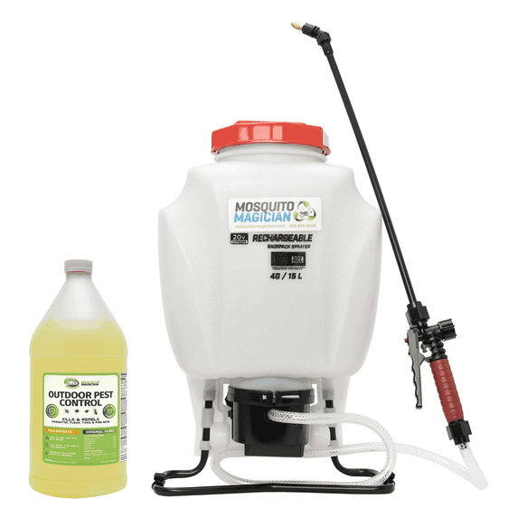 Battery Backpack Sprayer with 1 Gallon Mosquito Magician Concentrate