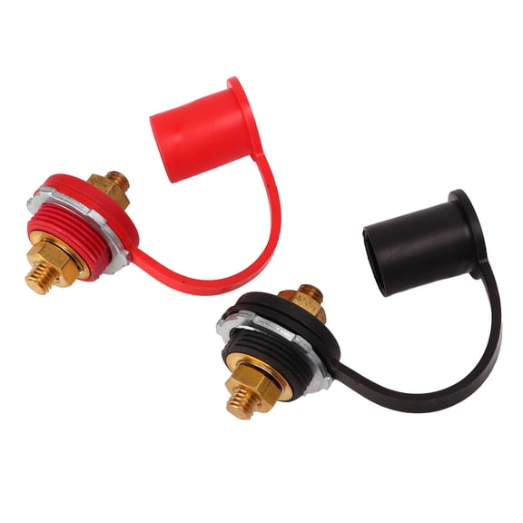 Battery Binding Post, Thru Panel Battery Terminal 1 Pair 3/8in Stud Red Black For Car For Marine For RV