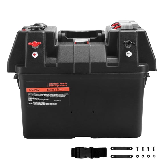 Battery Box, Group 24/31 Trolling Motor Battery Box, 12V/24V Marine Batteries Case with PP Shell and Dual Straps, Smart Batteries Case, Suitable for Trolling Motor, Marine,RV & Solar Panel