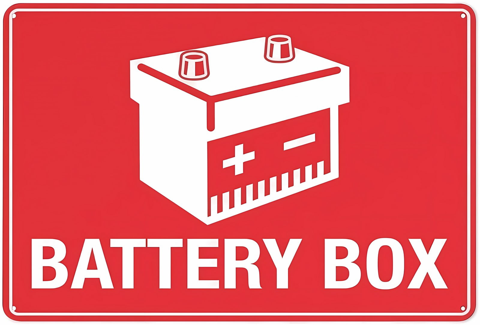 Battery Box Reflective Aluminum Warning Sign 12 x 8 Inches - with ...