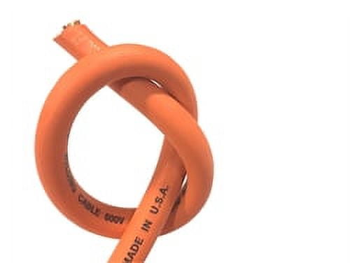 Battery Cable Pure Copper Orange Flex Whip Power Wire Welding Cable 2/0 Gauge AWG (2/0 Flex Whip (450A) 5 FT)