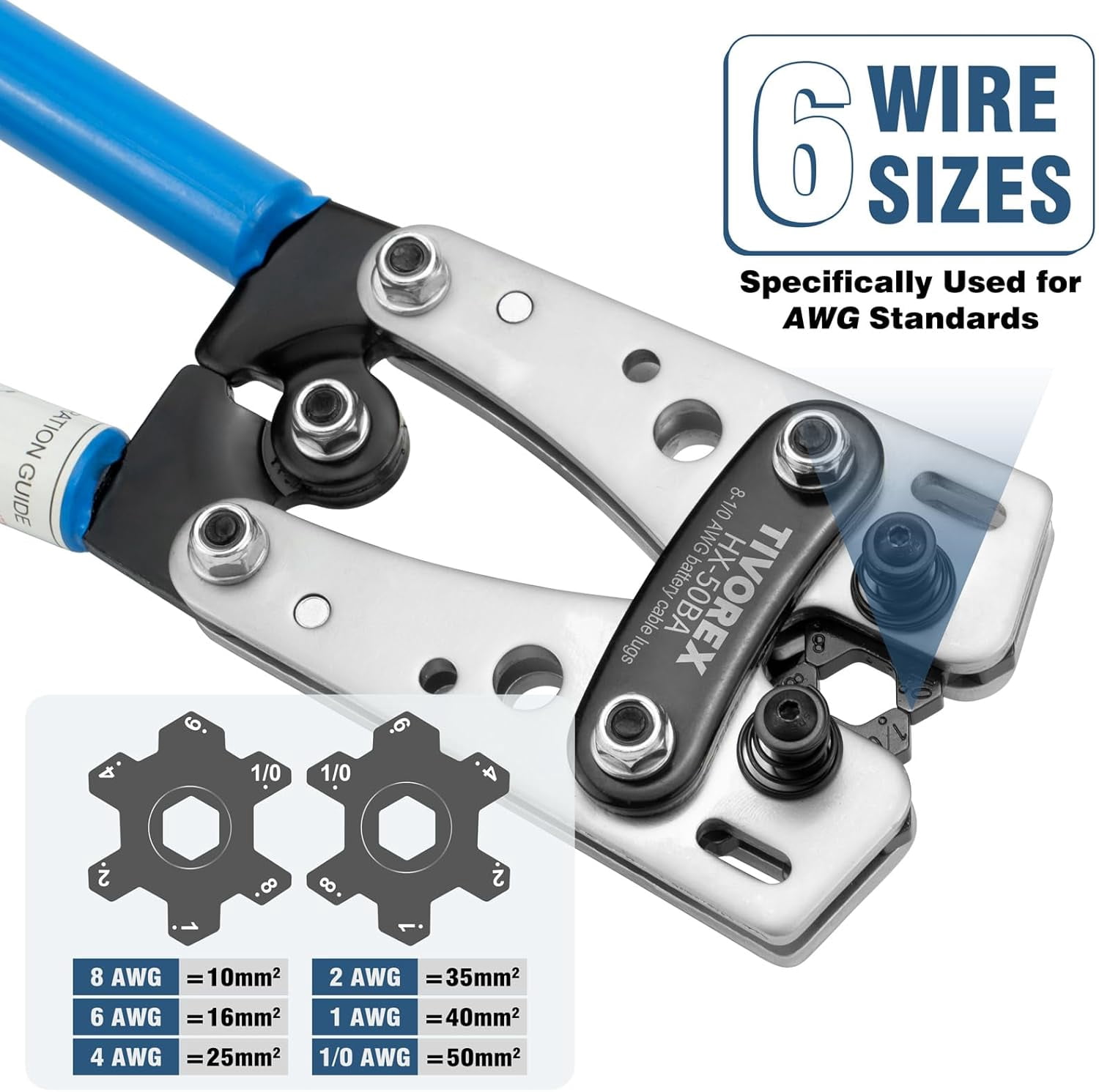 BYKVORL Battery Cable Wire Lug Crimping Tool Kit 10-1 AWG With 10 - View #11