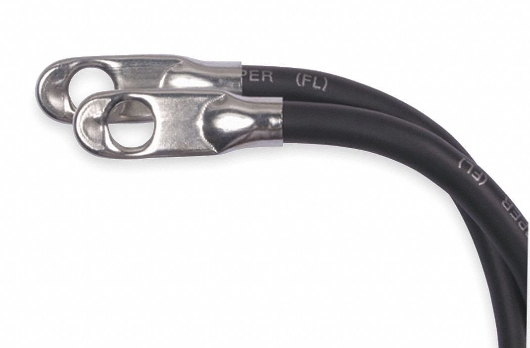 Battery Cable with Lugs, Black, 4AWG, 32 In
