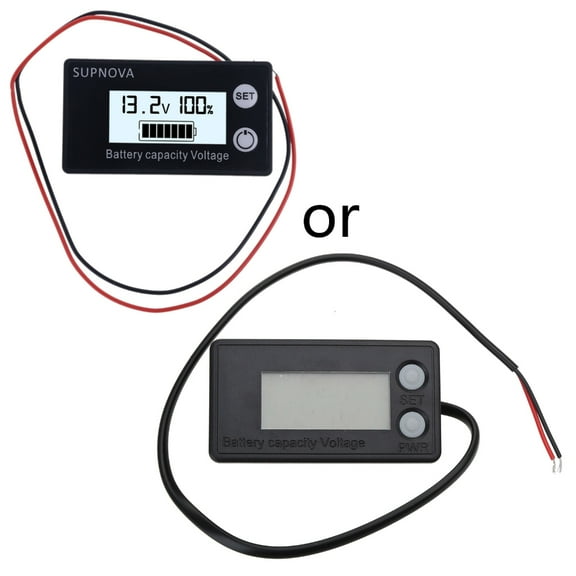 Battery Capacity Indicator Voltage Meter with LCD Display Waterproof Monitor Gauge Digital Voltmeter Testers for Car