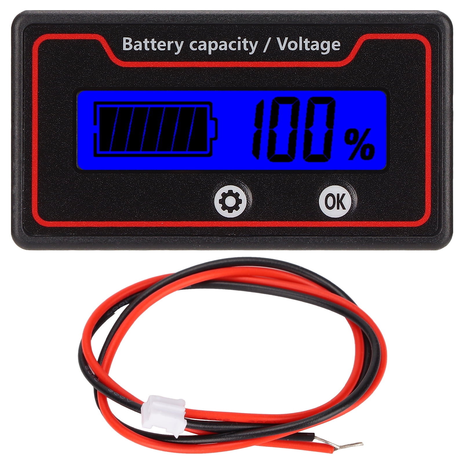 Battery Capacity Voltage Indicator Battery Capacity Monitor Battery Meter Light Alarm LCD