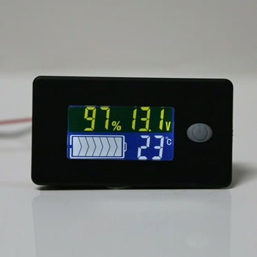 Battery Capacity Voltage Meter 0-179℉ Temperature Monitor 12V Lead Acid Battery Lithium Battery Gauge Meter Black