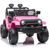Battery Cars for Kids, 12V Ride on Car with Remote Control, Pink Powered Ride on Car, Electric Vehicles Toy with LED Lights, Stickers, Seatbelt, FM, Kids Birthday/Christmas Gift, LL623