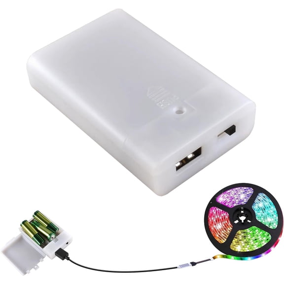 Battery Case Box with Usb Port, 3 X 1.5V AA Battery Power Bank Case Storage with On/Off Switch Cover for 4.5V Usb Battery Pack for Led Lights, Led Strip, Fairy String Lights for Christmas Decoration