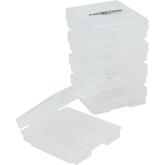 Battery Case for 4x AA/AAA Rechargeable Batteries - Batterybox Storage Case for Transport & Protection (5-Pack)