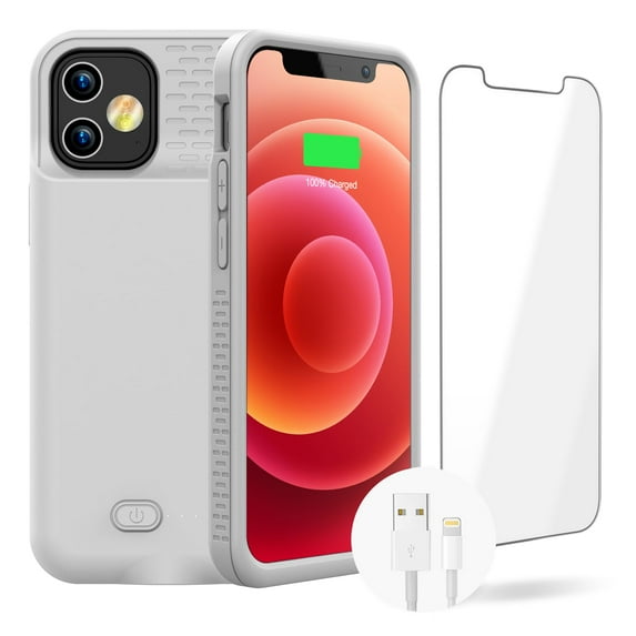 Battery Case for iPhone 12 Pro, Slim Rechargeable Protective Battery Case (Grey)