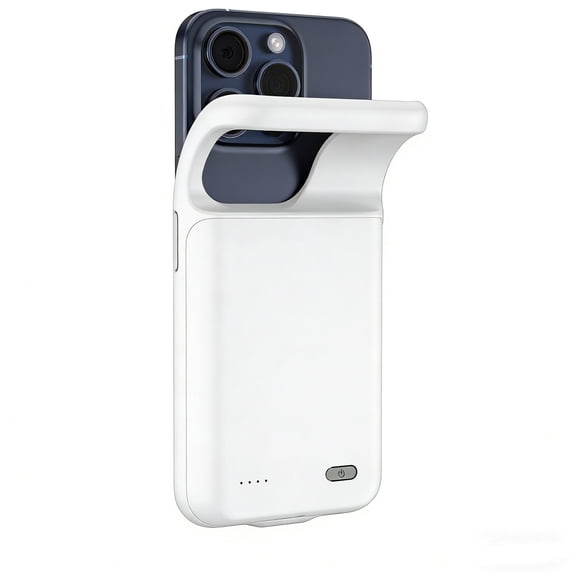 Battery Case for iPhone 16 ProMax,10000mAh Portable Power Bank with Battery Level Display,Soft TPU Rechargeable Charging Cover(White)