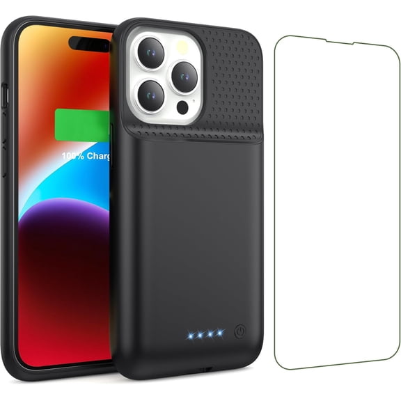Battery Case for iPhone 14/13/13 Pro (6.1 Inch),Upgraded 7500mAh Ultra-Slim Portable Charging Case Rechargeable Protective Extended Battery Pack for iPhone 14/13/13 Pro Charger Cover-Black