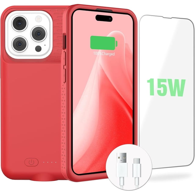 Battery Case for iPhone 15 Pro Max/15 Plus, 15W Fast Charging Real