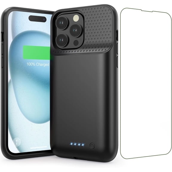 Battery Case for iPhone 15 Pro Max,Powerful 8600mah Ultra-Slim Protective Charging Case,15W Fast Portable Rechargeable Expandable Charger Cover Max(6.7inch)-