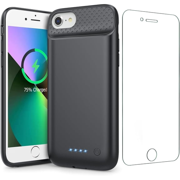 Battery Case for iPhone 6/6s/7/8/SE(2022/2020)(6.1 Inch), Upgraded Ultra-Slim 7000mAh Portable Extended Battery Pack for iPhone 8, iPhone 7, iPhone 6/6s, iPhone SE Charging Case (Black)