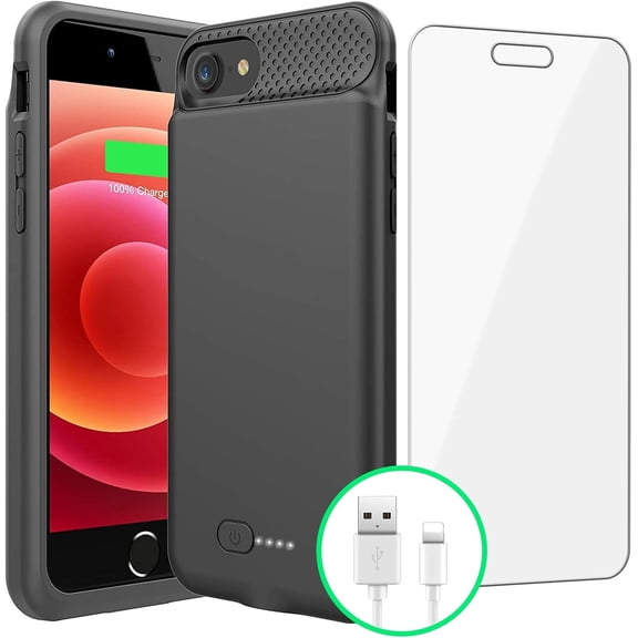 Battery Case for iPhone 8/7/6s/6/SE(2022/2020), Ultra Slim Powerful 6000mAh Charging Case 360Protection Rechargeable Extended Battery Charger Cases for iPhone 8/7/6s/6/SE(3rd and 2nd gen)