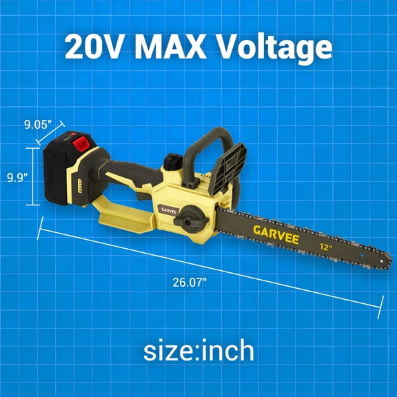 Battery Chainsaw 12 Inch – 20V Brushless Cordless Electric Chainsaw with 2×4.0Ah Batteries & Auto Oiling for Wood Cutting Trimming DIY Projects