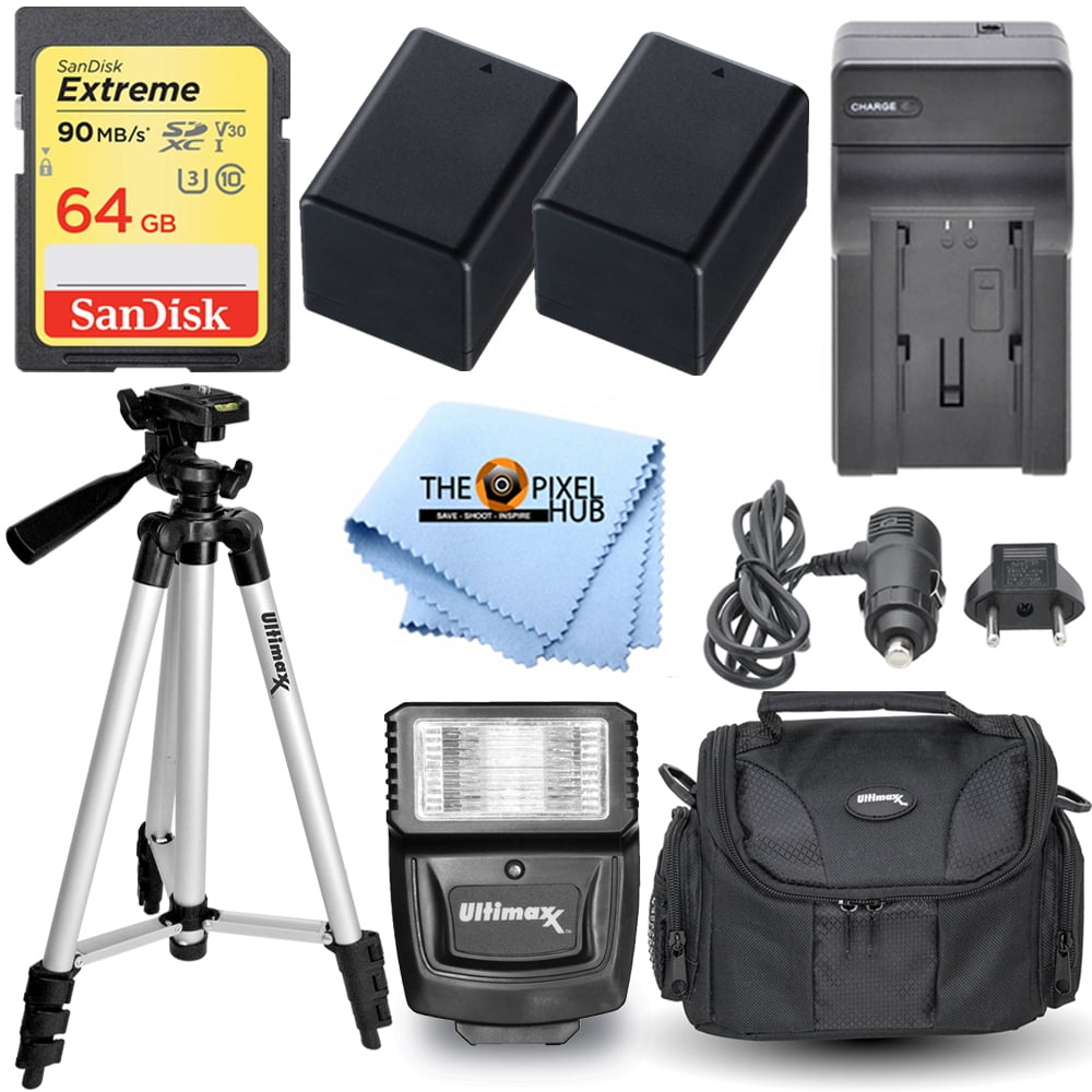 Battery Charger 64GB Flash Tripod Accessory Bundle Kit for Canon