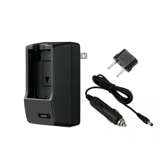 Battery Charger Compatible With Panasonic Lumix DMC-FZ300. Universal Voltage (100-240V), Portable Compact Design, Flip Out Plug (Includes Car Charger)