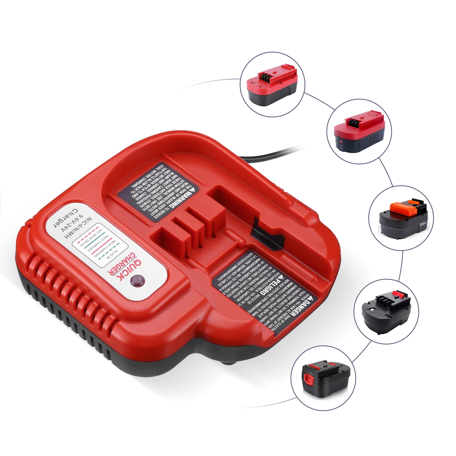 Pro Replacement Battery Charger for Black & Decker 9.6V24V NiMH NiCD