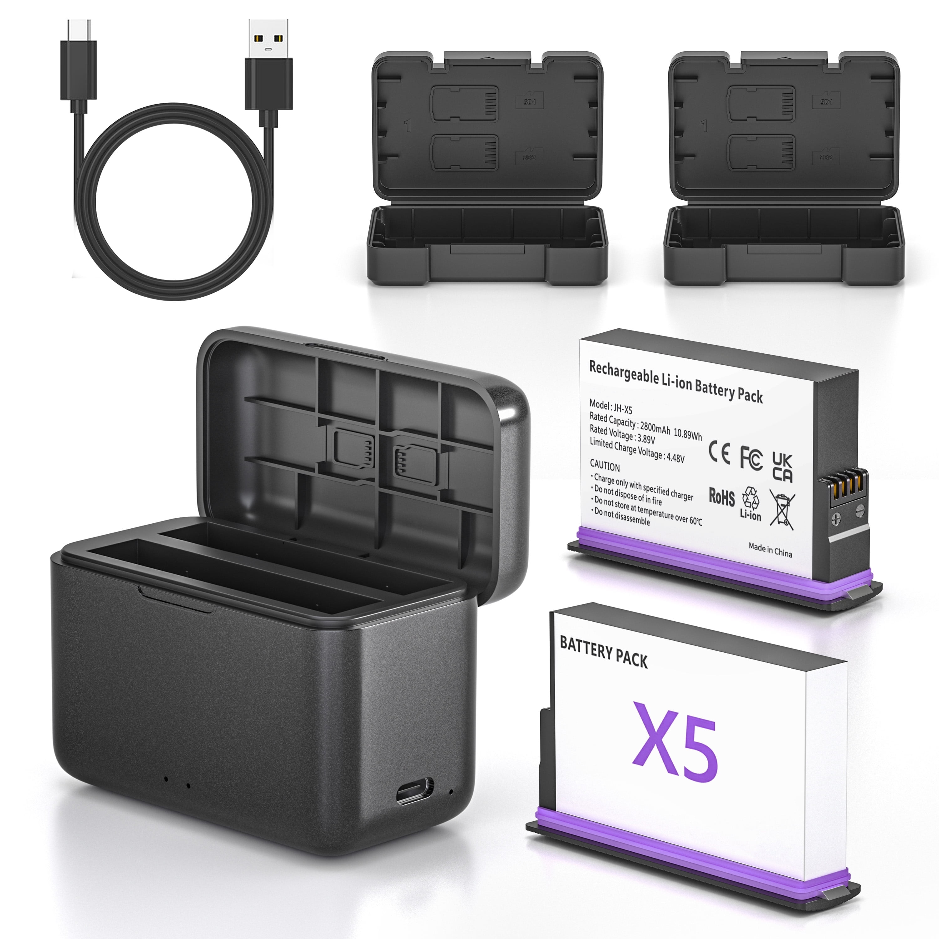 Insta360 X5 Battery - Officiële EU Editie - Standaard Batterij - 2400mAh - Zwart