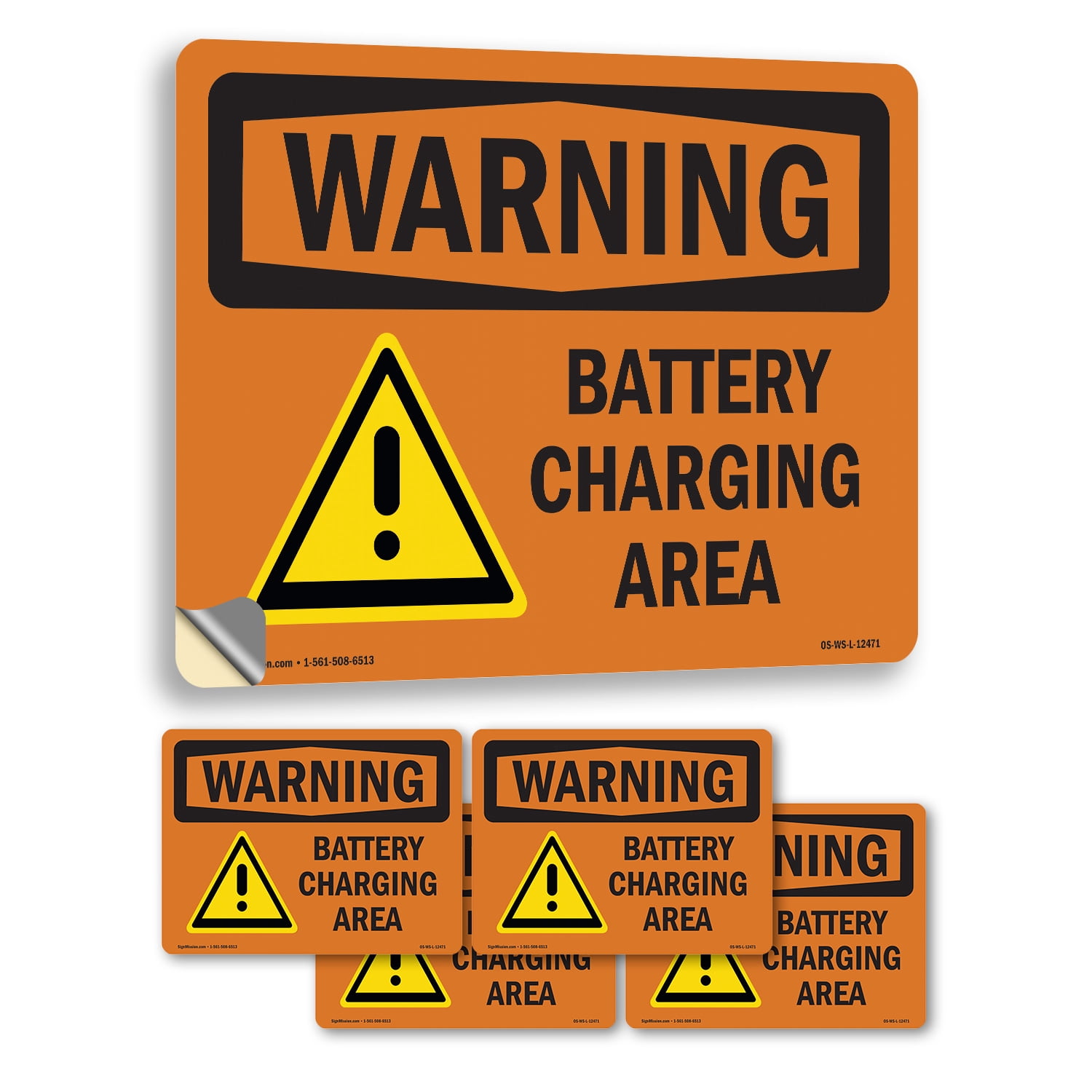 Battery Charging Area OSHA WARNING Vinyl Decal Label 18 Inch x 12 Inch ...