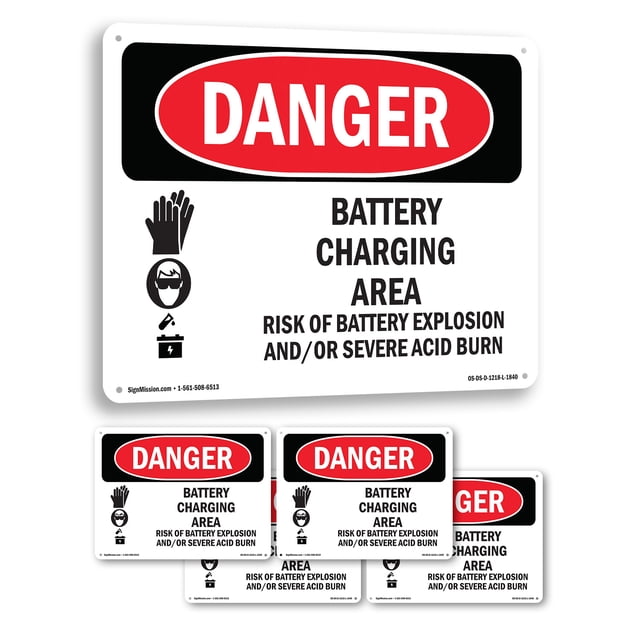 Battery Charging Area Risks OSHA Danger Aluminum Sign 10 Inch x 7 Inch ...