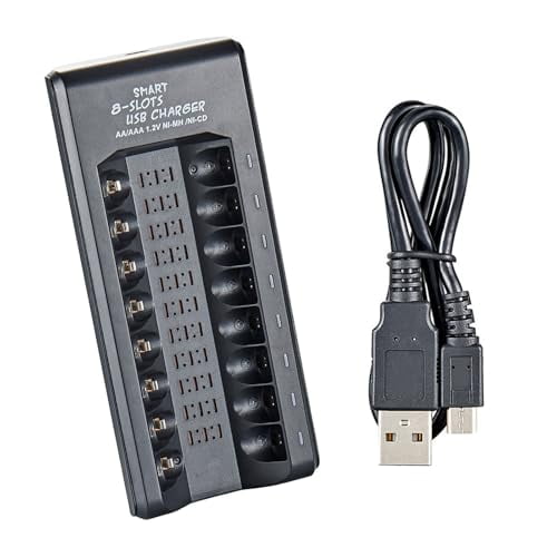 Battery Charging Dock for 1.2V Double/Triple A Battery 8Charging Bays with Individual Charging Indicators Feature