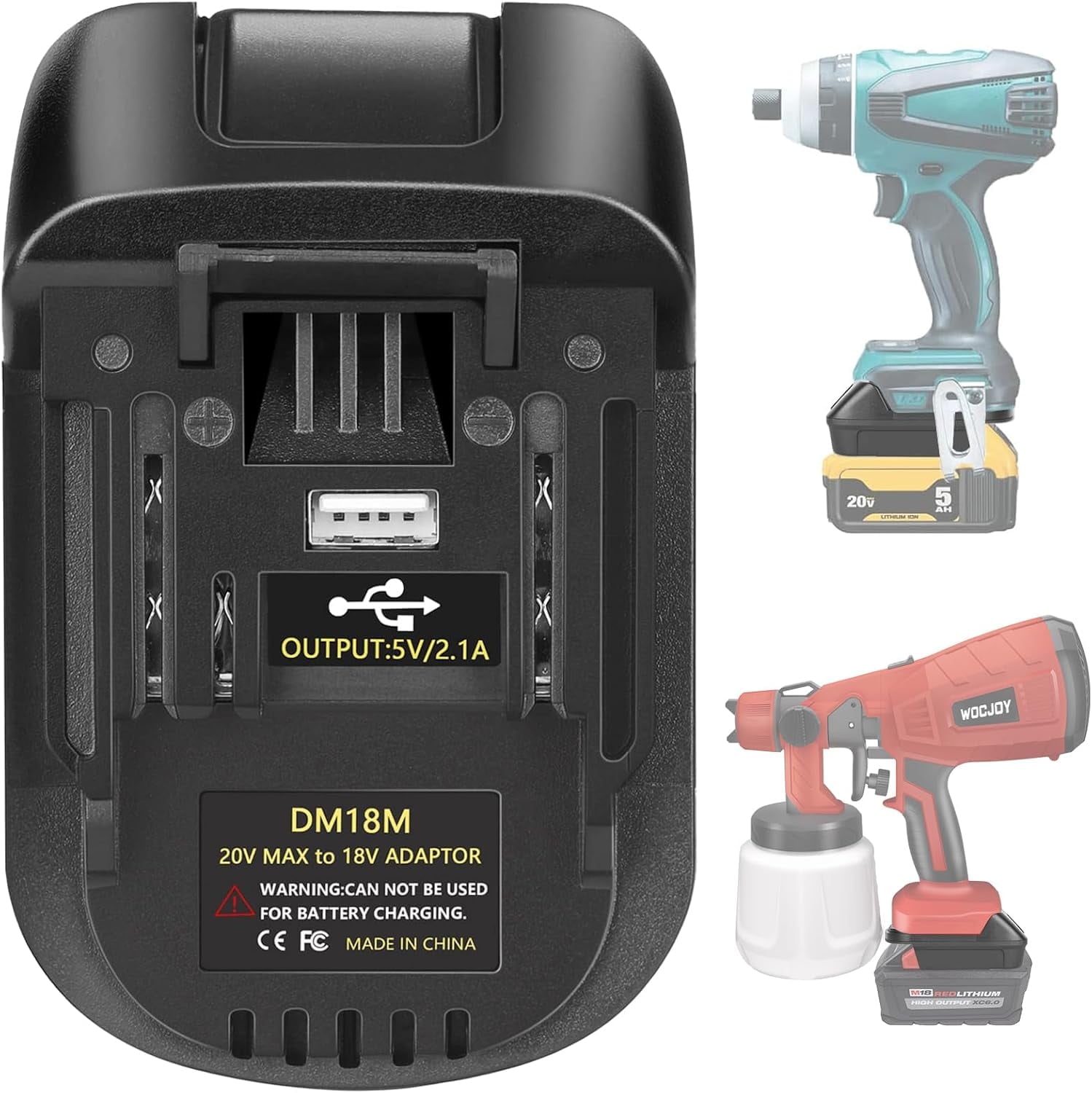 Battery Convertor Adapter For Mil*wau*kee 18V For De*walt 20V to For Ma*kita 18V Power Tools Bl1830 With USB charging port