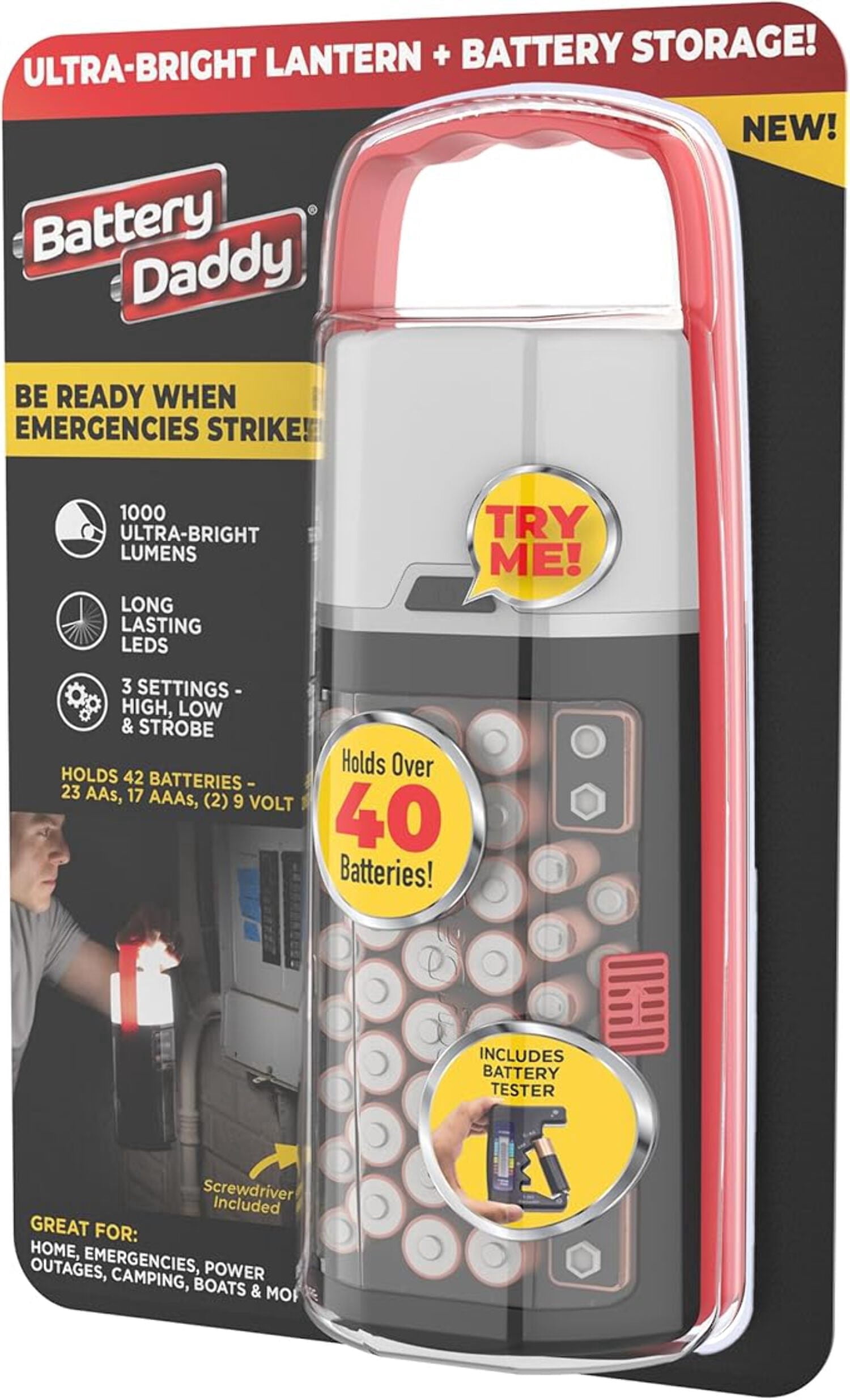 Battery Daddy LED Lantern - Ultra Bright 1000 Lumens, Battery