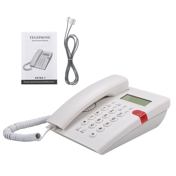 Battery- Desktop Battery-free Landline Telephone With Caller Identification WhiteUS Telephone Line