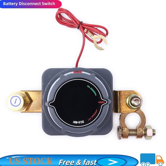 Battery Disconnect Switch with Digital Voltage Display DC 5-80V Master Isolator Cut/Shut Off Switch for Marine Boat Car Truck Camper RV Trailer Vehicles