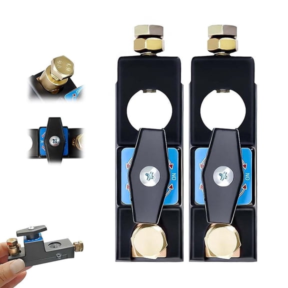 Battery Disconnect Switch, Heavy Duty Battery Shut Off Switch, Current Master Battery Power Cut Isolator Kill Switch, Quick Disconnect Battery Cut Off Universal Switch for Car, RV and Boat (2)
