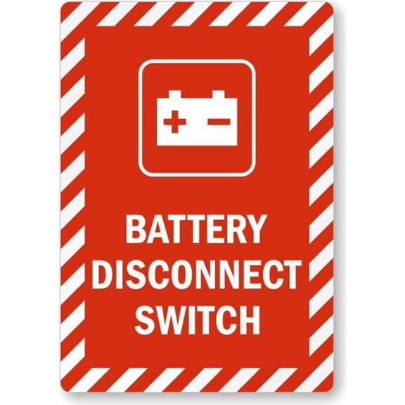 Battery Disconnect Switch Weatherproof Metal Aluminum Sign Size: 8 x 12 Inch