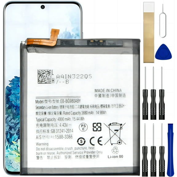 Battery EB-BG980ABY for Samsung Galaxy S20 5G SM-G981UZAAXAA SMG981VZAV Replacement Battery with Adhesive Tape Tool Kit