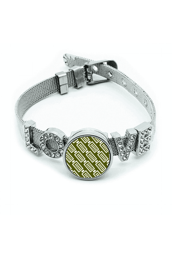 Battery Endurance Energy Stamp Pattern Bracelet Wristband Crystal Love Adjustable Bangle
