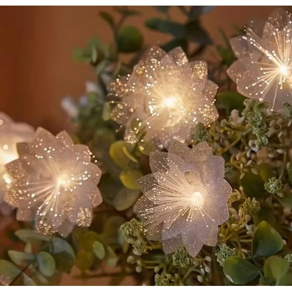 Battery Fiber Optic Flower String Lights 33ft 100 LEDs Waterproof Fairy Lights for Wedding Party Home Garden Valentine's Day Christmas Decor Compatible with Any Indoor Outdoor Setting
