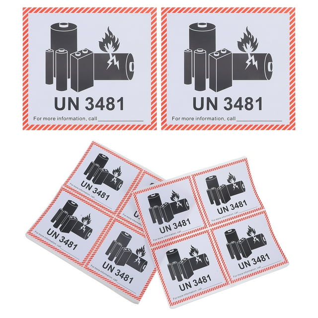 Battery Fire Label Ion Labels Un3480 Shipping Warning Stickers Lithium ...