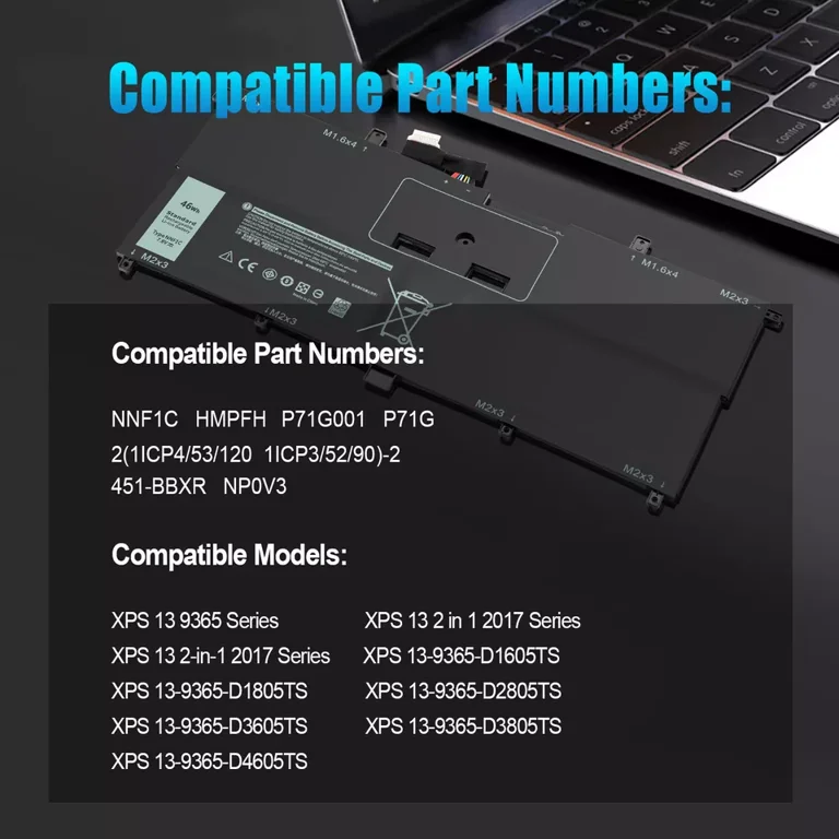 Battery For Dell XPS 13 9365 2in1 2017 Series 13-9365-D1605TS 