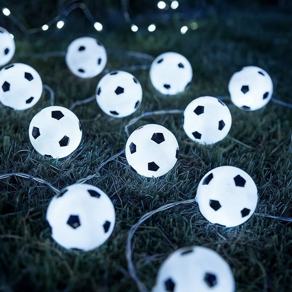 Battery-Free Football Shaped LED String Light, Star Flexible Decor Garland, Warm Glow Desk Ornament, Festive Lighting for Room Christmas Home Indoor Party Layout