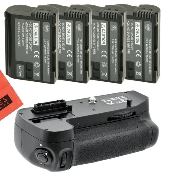 Battery Grip Kit for Nikon D7100, D7200 Digital SLR Camera Includes Qty 4 Replacement EN-EL15 Batteries + Vertical Battery Grip + More!!