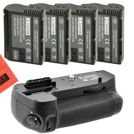 Battery Grip Kit for Nikon D7100, D7200 Digital SLR Camera Includes Qty 4 Replacement EN-EL15 Batteries + Vertical Battery Grip + More!!