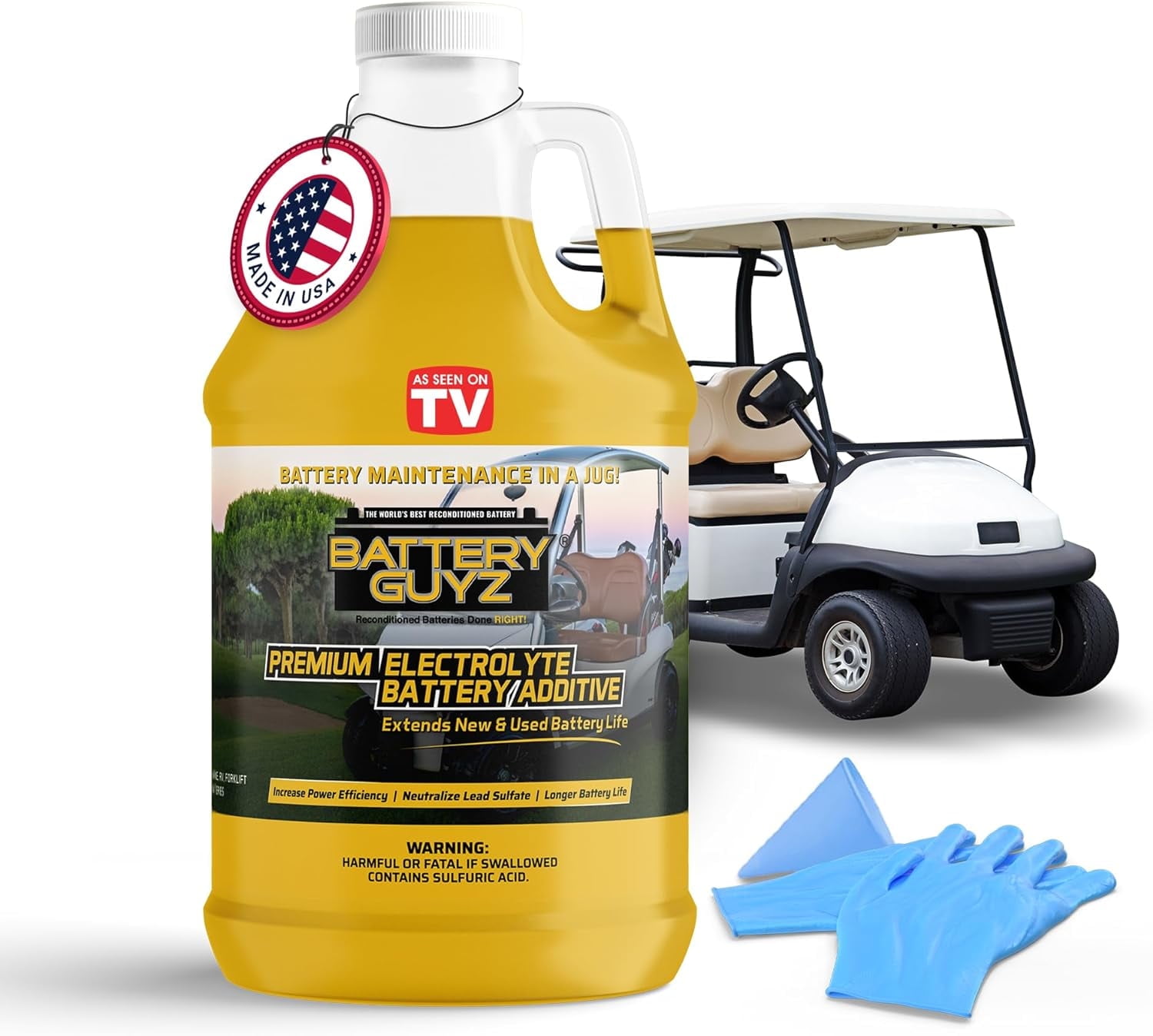 Battery Guyz Golf Cart Battery Desulfator - Renew Solution, Extends Life Span, 1 Gallon (3.78 L)