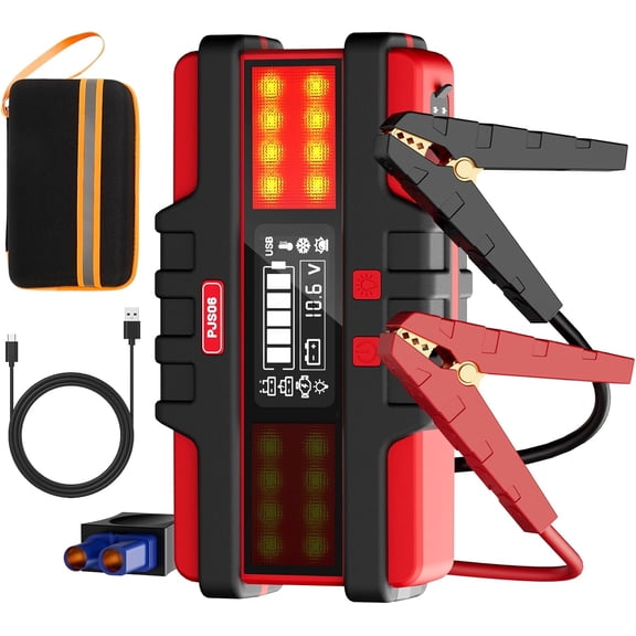 Battery Jumper Starter Portable, 2500A (12V) - Portable Booster Pack with Voltage Detection & Protection for Gas/Diesel (Up to 8.0L/6.5L)