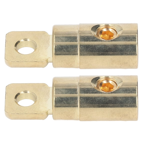 Battery Lugs, High Toughness Brass Connector Welding Gold Plated Screw Terminal Pair For Audio Modification 0GA For 0-2GA