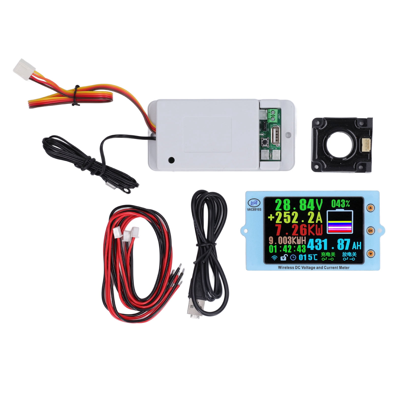 Battery Monitor with Color Screen, Tracks Temp & Power Capacity, Supports 300A Wireless Voltmeter Coulometer