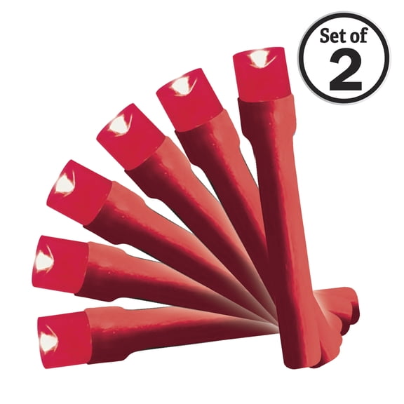 Battery Operated 15 Lt Little Lites LED Lights, Red, Red Wire (Set of 2)